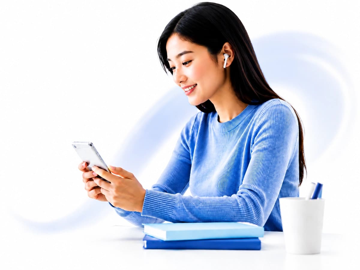 Student learning with a mobile phone